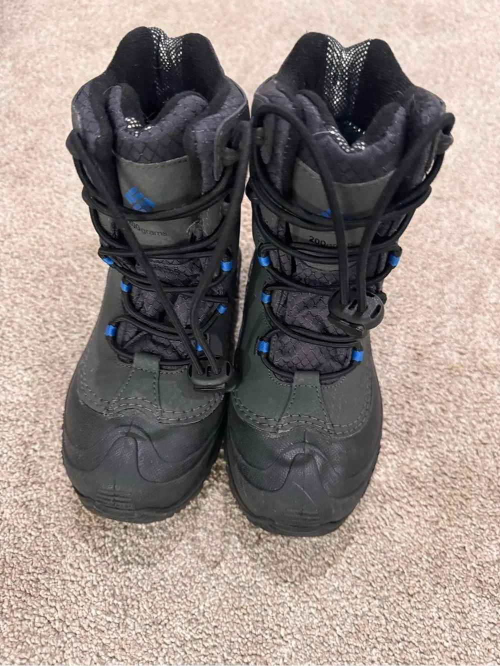 Columbia Kids Black and Blue Insulated Snow Boots